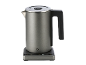 Grey electric kettle with a temperature control base, featuring options from 70°C to 100°C.