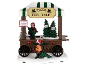 Christmas decoration of a wooden cart with Christmas trees for sale.