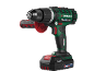 Cordless drill with an auxiliary handle and a 2.0 Ah battery.