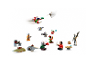 Toy building blocks set with space-themed figures and miniature spaceships