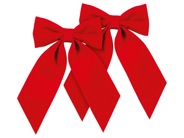 Two red velvet bows on a black background.