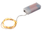 Battery-powered LED string lights with a clear battery box and warm white glow.