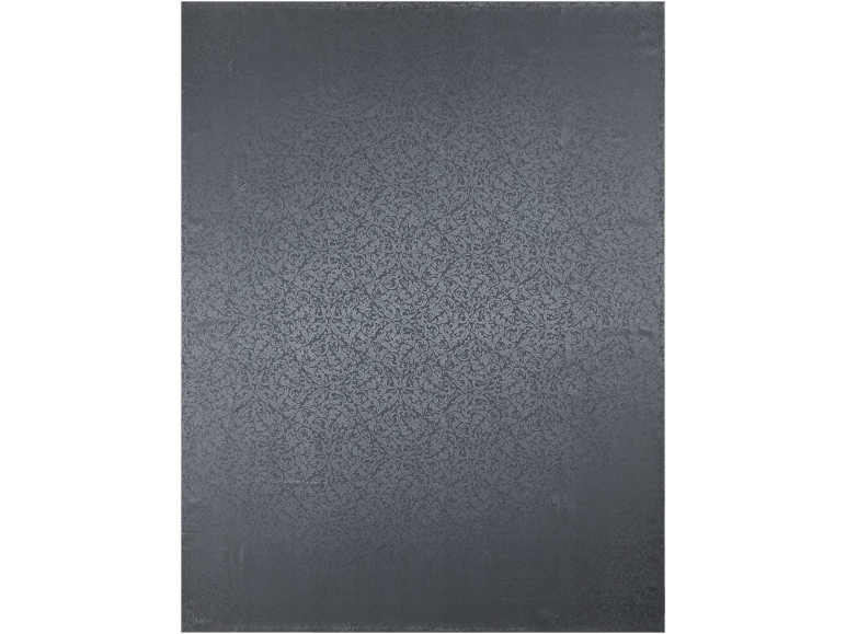 Dark grey background with a subtle, repeating floral pattern