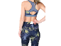 Woman in a sports bra and leggings with a card pocket.