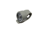 Grey silicone bicycle light with a power on/off button.