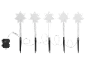 5-pack star-shaped LED garden stakes with timer function for outdoor use.