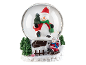 Snow globe with a snowman holding a Christmas tree and a snowman on a sled