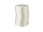 Three rolls of transparent adhesive tape stacked vertically.