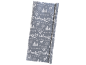 Grey wrapping paper with white Christmas motifs of deer, trees, and snowflakes.