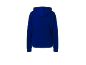 Blue hooded sweatshirt, back view