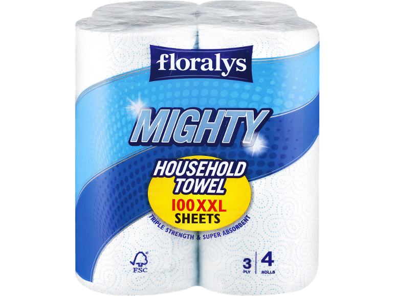 Floralys Mighty household towel, 3-ply, 4 rolls