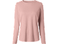Pink long-sleeved T-shirt with a round neckline.