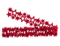 Red felt stars on a black background, arranged in two rows.