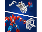 Superhero play figures, featuring a red and blue robot and a white character with a spider.