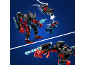 Superhero toy figures in a giant robot and two smaller characters in action.