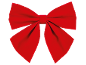 A large bright red bow on a black background.