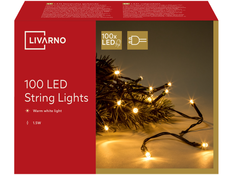 Livarno 100 LED String Lights, warm white light, 1.5W.