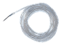 Coiled LED rope light on a black background.
