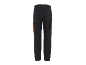 Black work trousers with orange details, rear view