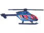 Blue toy helicopter with orange and white lightning patterns and the text 'AIRBLADE'.