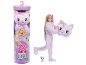 Doll in a purple cat costume with a small kitten figure