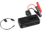 Black jump starter with jumper cables and a USB charging cable.