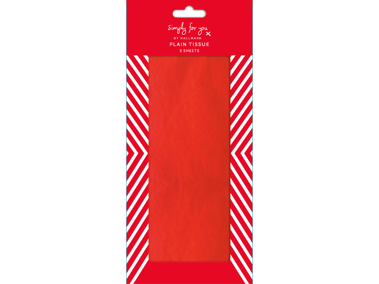 Red plain tissue paper with three sheets in packaging