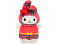 Plush rabbit with red plaid pattern and red bow.