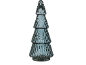 Decorative Christmas tree made of blue glass with ribbed relief.