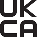 UKCA marking logo in dark grey on a black background.