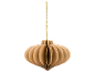 Brown paper Christmas ornament in a bubble shape, hanging from a golden string.
