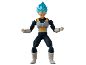 Super warrior action figure with blue hair and battle armor.