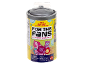 Yellow cylindrical toy packaging for K-Pop Demon Hunters, featuring cartoon animals and text 'FOR THE FANS'.