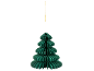 Green paper Christmas tree decoration, hanging.