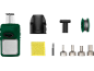 Soldering station with accessories: soldering tip, sponge, solder wire spool, and nozzles.