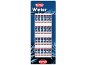 Display with four shelves filled with windshield de-icer spray cans.