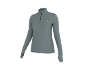 Grey long-sleeved athletic top with a quarter-zip collar and thumbholes.