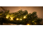 Christmas garland with warm LED lights on a neutral background
