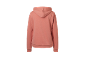 Women's peach-colored hoodie, back view.