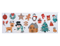 Christmas sticker set featuring a reindeer, snowman, penguin, and gingerbread man.