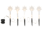 Five illuminated star-shaped garden stakes with a battery box featuring a timer function.
