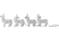Four white glowing reindeer figures with a battery box.