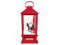 Red Christmas lantern with a Santa Claus figurine holding a lantern and a Christmas tree, with 'CHRISTMAS' text.