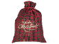 Red plaid Christmas gift sack with 'Merry Christmas' text