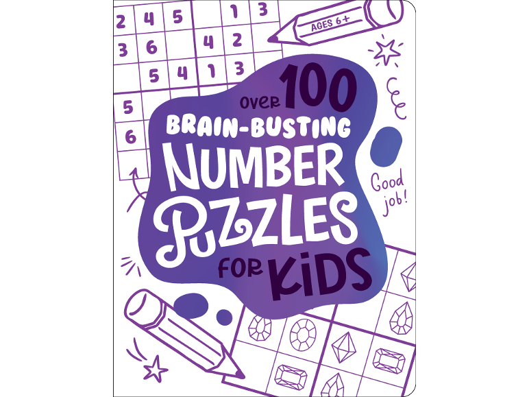 Cover of a children's number puzzle book in purple colors.