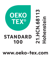 STANDARD 100 seal, number 21.HCN.68113 Hohenstein, www.oeko-tex.com