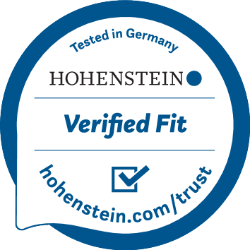 Quality seal: Tested in Germany, Verified Fit, hohenstein.com/trust.