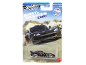 Black sports car model in racing-themed packaging.