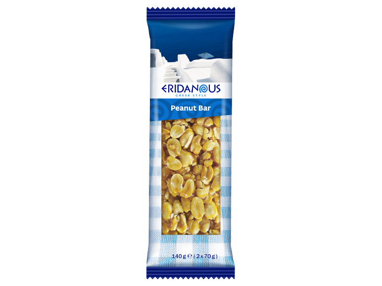Peanut bar with a blue and white Greek style background, 140g (2x70g).
