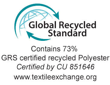 Global Recycled Standard: Contains 73% GRS certified recycled Polyester, certified by CU 851646.